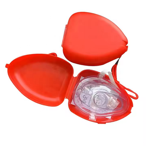 Máscara de rescate <span class=keywords><strong>CPR</strong></span> de válvula única en estuche rígido rojo Resucitador de bolsillo para niños adultos con correa elástica Bordes acolchados por aire - Product Image 1