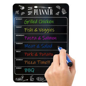 Venta al por mayor nevera planificador de comidas <span class=keywords><strong>semanal</strong></span> <span class=keywords><strong>pizarra</strong></span> menú para Snack Bar restaurante magnético borrado en seco tablero de menú negro - Product Image 1