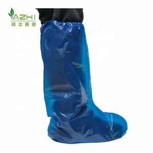 पीई के लिए बूट कवर डिस्पोजेबल नीले बारिश शू कवर निविड़ अंधकार लंबे जूते बड़े आकार