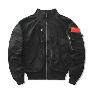 폭격기 재킷 OEM 사용자 정의 디자인 자수 항공 순찰 파일럿 비행 재킷 남성용 방풍 레터맨 폭격기 재킷