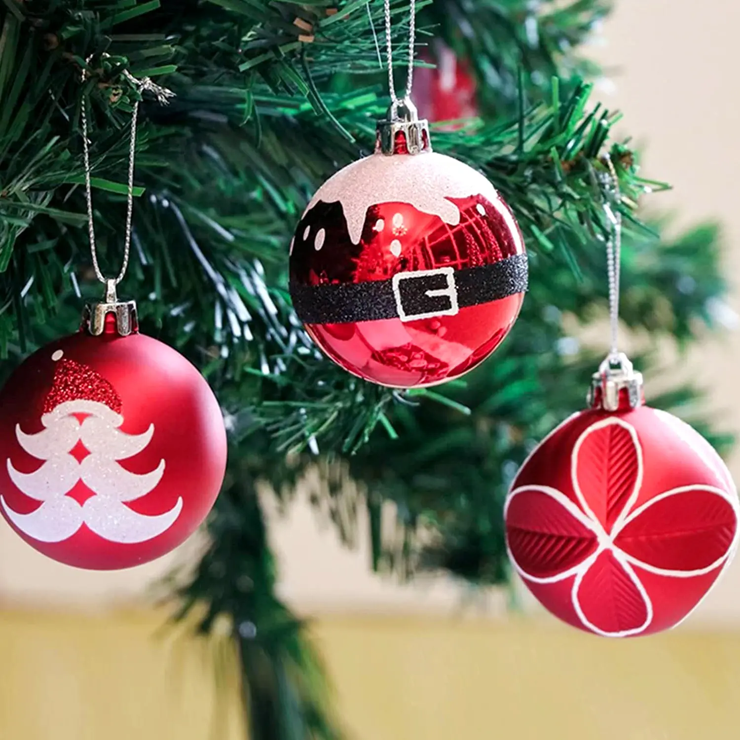 Natale all'ingrosso boules de noel 6cm Set di 9 pezzi palline di natale dipinte colorate palline rosse dell'albero di natale per decorazioni natalizie