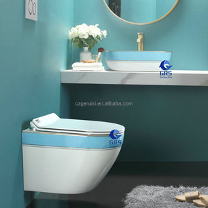 Ensemble WC et <span class=keywords><strong>lavabo</strong></span> mural en céramique KASCA moderne, <span class=keywords><strong>avec</strong></span> siphon en P, chasse d'eau par gravité, réservoir encastré, monobloc, coloré - Product Image 5