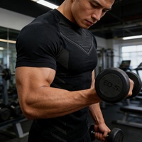T-shirt de compression tricoté sur mesure pour homme, haute élasticité, séchage rapide, respirant, sans coutures, pour la course et le fitness