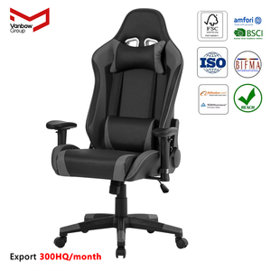 VANBOW-<span class=keywords><strong>Chaise</strong></span> de jeu en cuir pour ordinateur avec fonction de massage, fauteuil pivotant, style course - Product Image 1