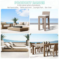 Ensemble de salle à manger d'extérieur en teck moderne de luxe pour villa, cour et patio - Chaises de salle à manger durables résistantes aux intempéries