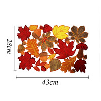 Nappe de table moderne en tissu 100 % polyester brodé, motif ajouré, réutilisable, 28x43cm, Ventes directes usine, Décoration de Noël, Récolte d'automne