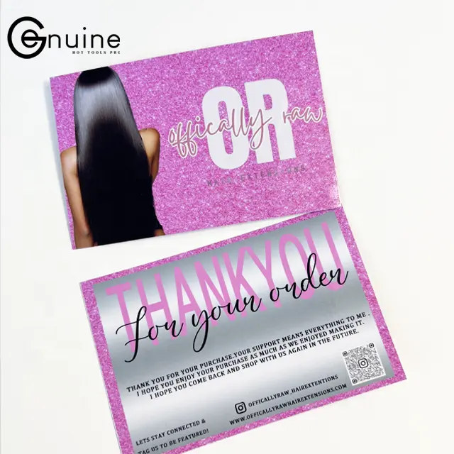 Wholesale customized thank you cards with customizable colors, sizes, and related information for hair