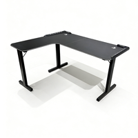 Bureau d'ordinateur en forme de L avec bande LED, table de jeu et d'étude noire, style course, bureau de jeu RGB, directement de l'usine