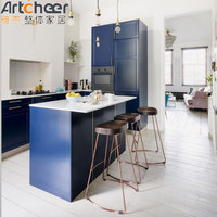 Table îlot de cuisine avec rangement Design de lustre moderne Couleur bleue