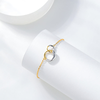 Bracelet à breloques Silver City Dainty réglable en argent sterling 925 bicolore plaqué or 18 carats, tendance, sans nickel, certifié IGI, pour soirée