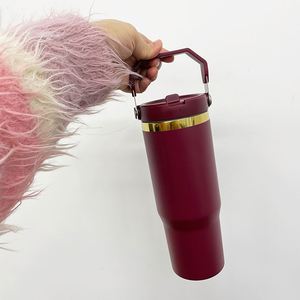 30oz Stainless Steel Gold Plated Powder Coated Flip Top <b>Straw</b> Tumbler <b>Water</b> Bottle Camping Travel <b>Cup</b> Vacuum Insulated - Product Image 4