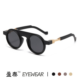 Yingtai Eyewear Round Sunglasses UV400 Plastic Metal <b>Frame</b> Unisex Street Style - Product Image 1