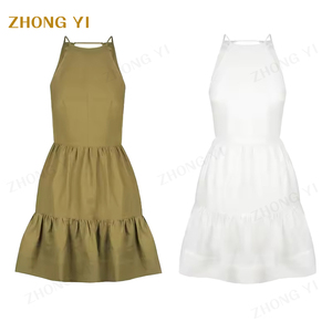 Fabricantes de ropa de verano personalizado mujeres elegante vestido bohemio cuello redondo Sexy sin mangas hasta la rodilla Vestido corto informal - Product Image 3