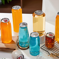 Canette Personnalisée en Plastique PET Jetable avec Impression Sérigraphique, Couvercle Scellable en Aluminium à Ouverture Facile pour Boissons Froides