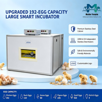 Incubateur entièrement automatique de 192 œufs, double alimentation (AC220V/DC12V), système de retournement à 360°, température automatique, OEM