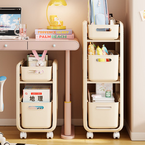 Portable Multi Layer Storage Cart With Casters For Backpacks And Books Under Desk Organizer 4 Tier Rectangle Standing Type - Product Image 2