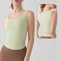 Débardeur de yoga long et léger, respirant, sans coutures, rembourré, avec logo personnalisé OEM, soutien-gorge de sport à taille froncée