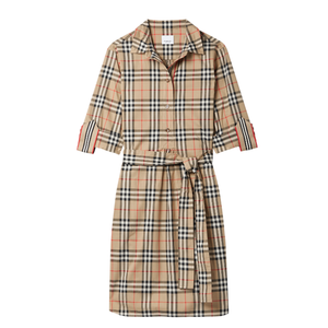 Gaun Blus Mini Wanita Motif Kotak-kotak Berenda Lengan Pendek Kasual Cantik dengan Kantong - Product Image 1