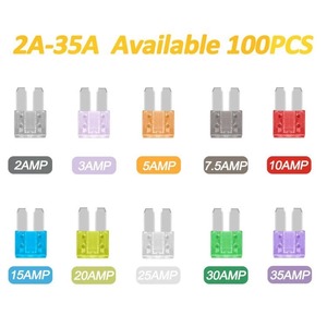 EParthub Juego de Fusibles Universales Micro2 <span class=keywords><strong>ATR</strong></span>/APT, 100 Piezas, 2A 3A 5A 7.5A 10A 15A 20A 25A 30A 35A, Codificados por Colores para Fácil Identificación - Product Image 3