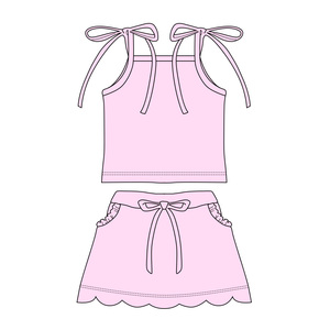 GSSO3913 Conjunto Infantil Personalizado para Niña Activa, Color Rosa Sólido con Estampado, Sin Mangas, con Volantes, Venta al Por Mayor - Product Image 1