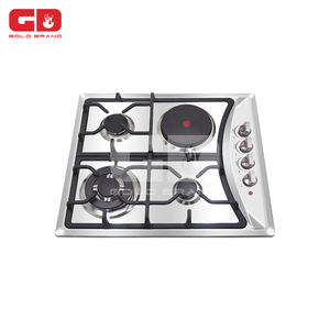 Hot Sale Cast Iron Pan Support <strong>Stainless</strong> <strong>Steel</strong> Surface Built-In 3 Burner With 1 Hot Plate <strong>Gas</strong> Electric <strong>Hob</strong> - Product Image 2