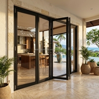 Nouvelle Porte Accordion Minimaliste en Aluminium pour Villa, à Rupture de Pont Thermique, Double Vitrage Trempé, Extérieure, Pliante, Coulissante, pour Patio et Hôpital