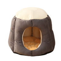 Fabricant professionnel, usine de fabrication, maison pour animaux de compagnie en peluche chaude, motif uni, pliable, lit pour animaux de compagnie doux et respirant, toutes saisons, pour chiens et chats