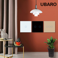 Interruptor de Luz Táctil UBARO de 3 Ganglios Tipo 86 EU, Sin Cable Neutro, Control de Vidrio Templado, AC100-240V 10A, Interruptor de Lámpara con Sensor