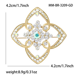 2026 New Design Fashion Retro Camellia Flower Pearl-Studded Alloy Gold Plated Wedding Engagement Brooch - Product Image 4