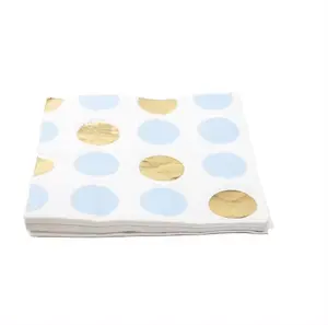Papel de coquetel de papel de guardanapo de folha de ouro impresso super absorvente personalizado para bebidas feliz aniversário