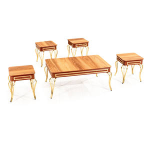 Basak Modern Antique Coffee <b>Table</b> Set 4+1 Faux Marble Metal <b>Nesting</b> Living Room Furniture Turkey - Product Image 5