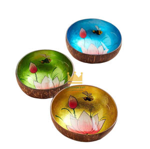 Vente en gros de bols artisanaux en bois laqué à base de coquille de noix de coco écologiques et durables, motif personnalisé, décoration intérieure, Vietnam - Product Image 2