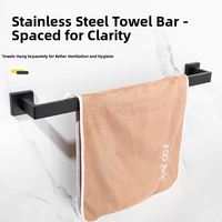 Ensemble économique d'accessoires de salle de bain en acier inoxydable 5 pièces noir mat et or brossé avec porte-serviettes pour projets hôteliers et résidentiels