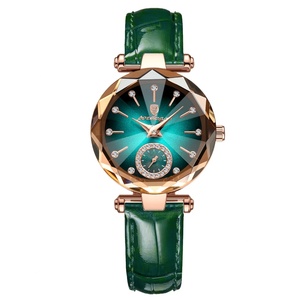 Relojes POEDAGAR para mujer, reloj de cuarzo con esfera de diamantes, correa de cuero, resistente al agua, reloj de pulsera para dama, regalo para novia - Product Image 2