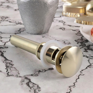 Modern tasarım promosyon fırçalanmış altın Pop-up lavabo drenaj taşma ile popüler banyo musluk gemi lavabo tahliye tapası - Product Image 3