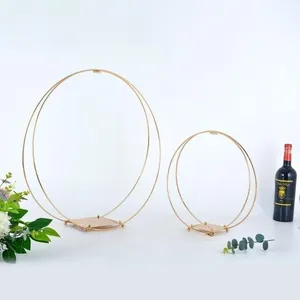 Luxury European circular double ring wedding flower stand stage background decorative metal frame