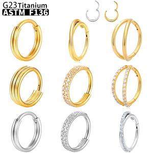 Anting Hidung <span class=keywords><strong>Titanium</strong></span> Zirkon G23 ASTM F136 Grosir, Perhiasan Tubuh Unisex untuk Pernikahan, Labret, Tragus, Tulang Rawan - Product Image 1