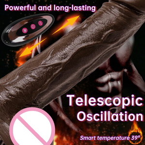Thrusting <strong>Black</strong> Realistic Dildo <strong>Sex</strong> <strong>Toys</strong> for Women Telescopic Vibrating Heating Vibrator G Spot Clitoral Anal Stimulation <strong>Penis</strong> - Product Image 2