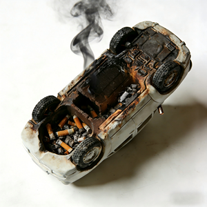 कस्टम आकार के जीवन आकार हस्तनिर्मित हाथ से चित्रित राल मूर्तिकला रचनात्मक कार-थीम उलट और जला कार आश्रय आभूषण - Product Image 1