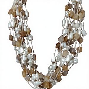 Fabricante Indio Líder en Joyería de Moda de Alta Calidad, Juego de Collar y Aretes de Latón Chapado en Oro con Imitación de Perlas, Multicolor, para Mujer - Product Image 1