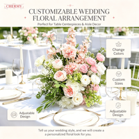 Chemin de table en fleurs artificielles roses en gros, centre de table en soie mélangée de lys et de roses pour la décoration de tables de jardin, de mariages et d'hôtels