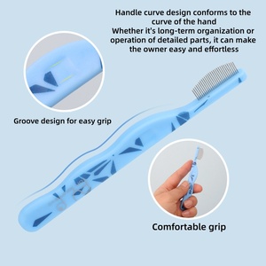 Manico personalizzato in Silicone con ago in metallo pettine per Pet pulizia del viso portatile piccolo pettine per la pulizia di pulci e insetti - Product Image 3