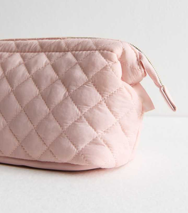 Bolsa de Maquillaje Ligera y Acolchada de Diseño Personalizado OEM, Bolsa de Cosméticos de Color Rosa Pastel para Mujer - Product Image 4