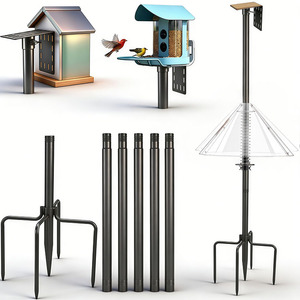 Station d'alimentation pour oiseaux JH-Mech 92 pouces avec déflecteur anti-écureuils, avec ressort en acier inoxydable, hauteur réglable, poteau d'alimentation pour oiseaux en métal - Product Image 1