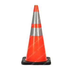 900mm Economic Soft Reflective Flexible Road Street Safety Warning Cone Heavy Duty Black Base PVC Cone