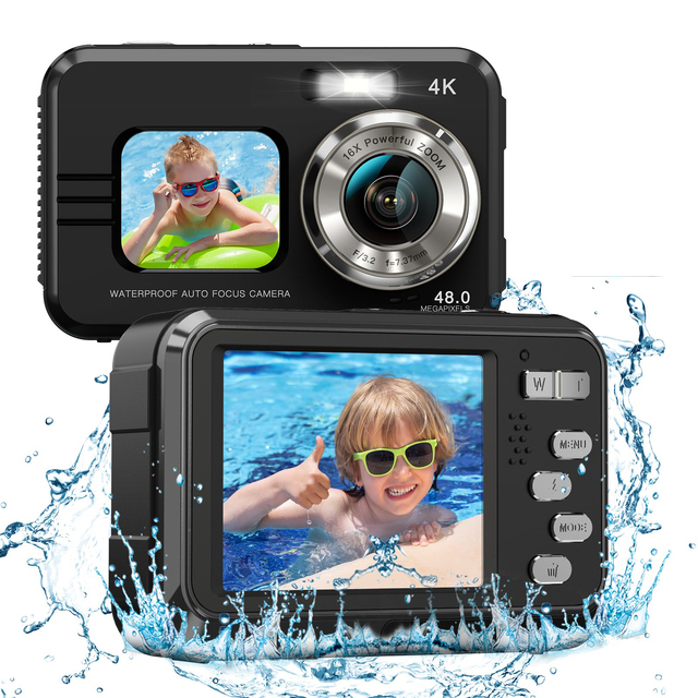 4K IP68  Digital Camera Auto Focus 2.8'' Display Selfie Dual Lens Waterproof Action Sport Video Cameras for Working Underwater