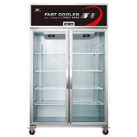 Réfrigérateur Vitrine Commerciale Verticale en Acier Inoxydable à Refroidissement par Air, 2 Portes, 968L de Capacité, Dégivrage Automatique