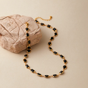 مجوهرات نسائية راقية مطلية بالذهب الحقيقي عيار 18 من غير tranish مقاومة للماء ، قلادة من الزركون المكعب ، قلادة ملونة بياقة - Product Image 4