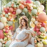 Kit d'arche de ballons personnalisés, guirlande de ballons pastel doublement garnis pour décorations de mariage, d'anniversaire et de fête sur le thème des ours et des fleurs sauvages
