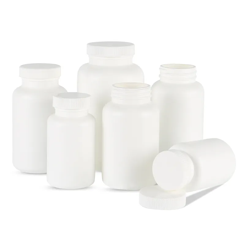 Botol Tablet plastik Hdpe putih 9oz dengan penutup sekrup 275ml bebas Bpa kapsul silinder obat keamanan makanan stoples pil Vitamin